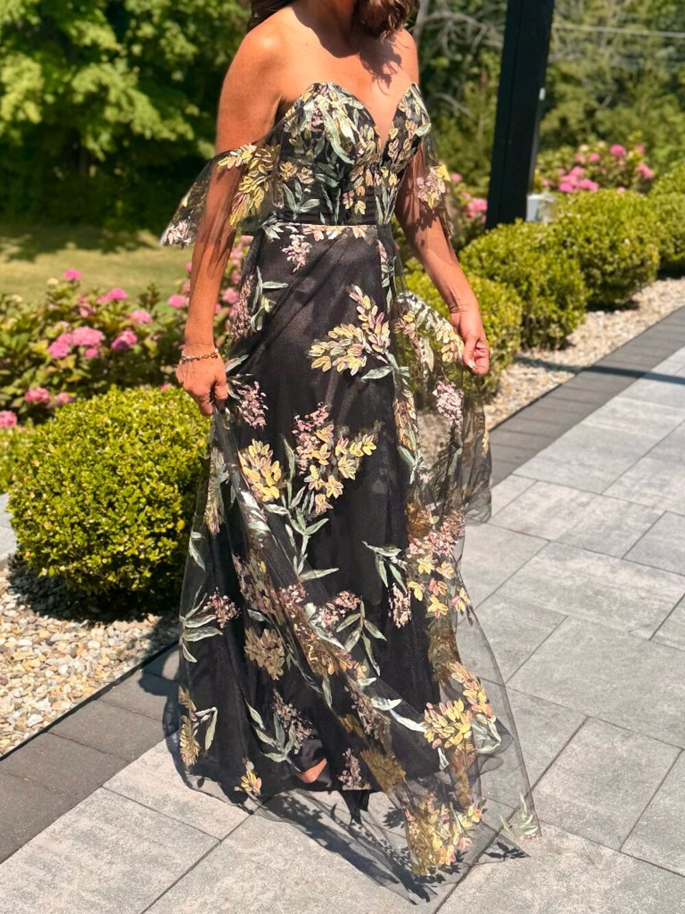Savin London Hand painted couture Evening Gown